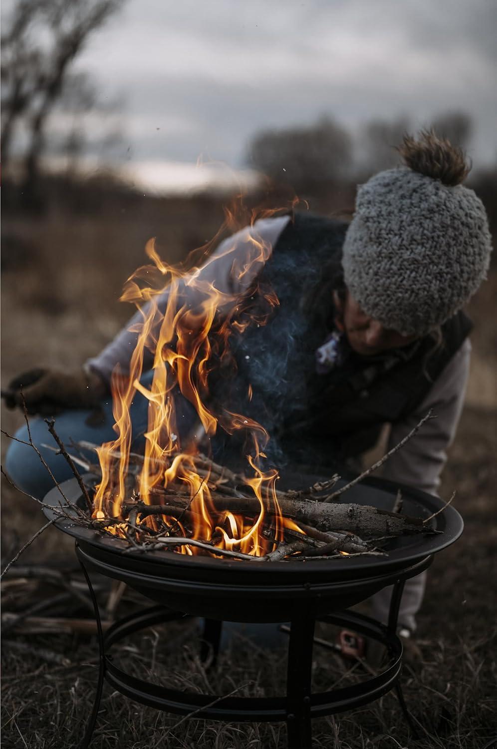 image:imageGas One 22 in Outdoor Wood Burning Fire Pit with Mesh Lid and Fire Picker Durable Alloy Steel Fire Pits for Outside Small Fire Pit for Backyard Porch Deck Camping BBQ