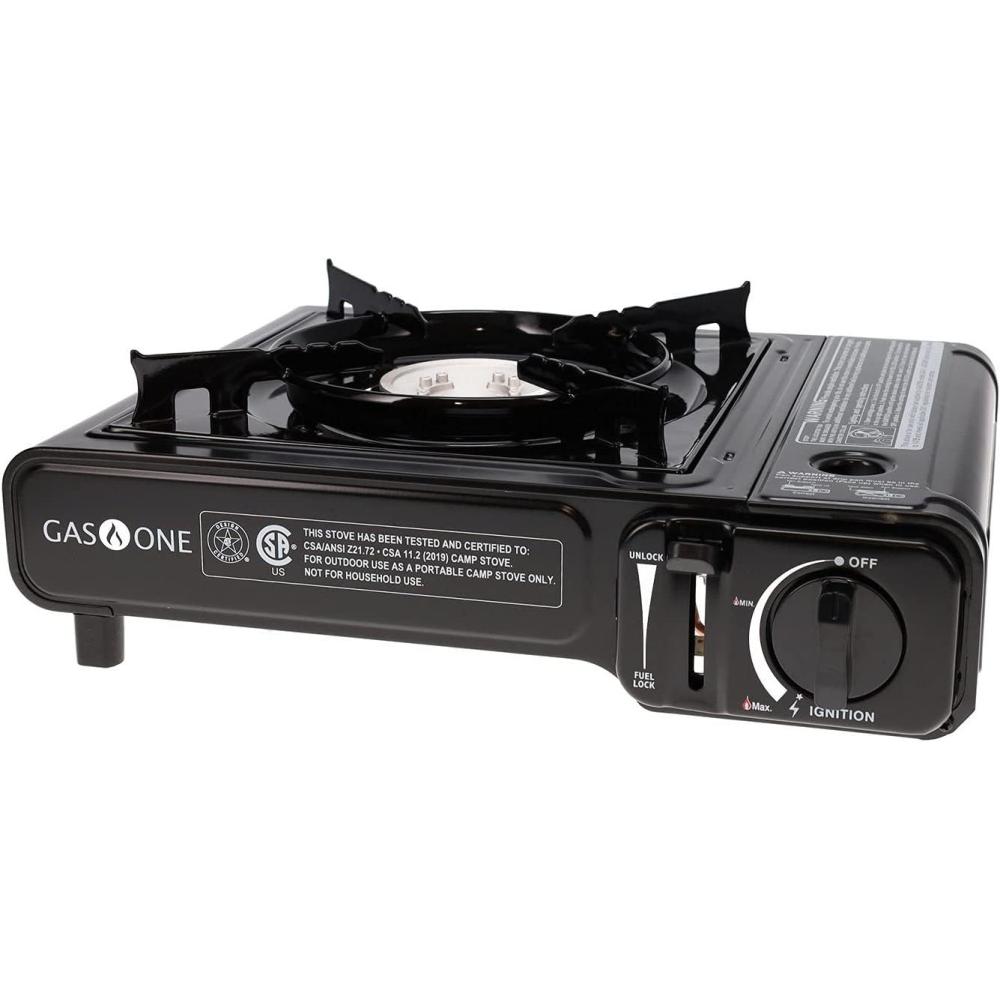 image:imageGas One Portable Butane Camping Stove with Case Automatic Ignition Precise Heat Control Camping amp Tailgating and Outdoor CookingStove Black