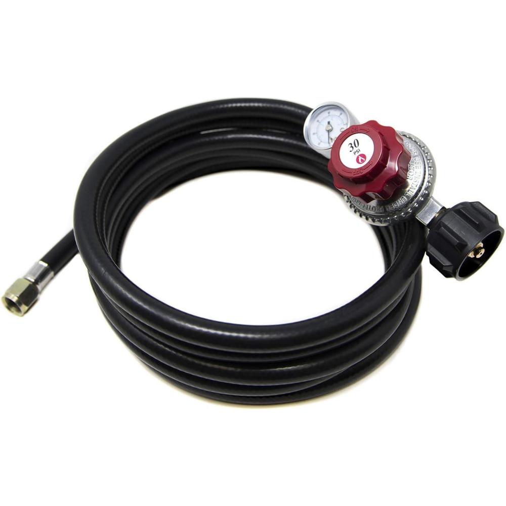 image:imageGasOne 12 ft Propane Hose and Regulator High Pressure 030PSI with PSI Gauge Propane Hose Universal QCC1 for Propane Gas Grill Propane Heater and Propane Fire Pit 38 Female Flare Nut