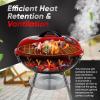 Gas One 16-inch Portable Barbecue Grill with 4 Levels for Flame Control – Dual Venting System – Small Charcoal Grill for Backyard, Camping, Boat(14 Inch (Diameter))