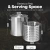 GasOne Stainless Steel Stockpot with Basket – 36qt Stock Pot with Lid and Reinforced Bottom – Heavy-Duty Cooking Pot for Deep Frying, Turkey Frying, Beer Brewing, Soup, Seafood Boil – Satin Finish(Stockpot)