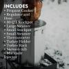 GasOne Turkey Fryer and Seafood Boil 13pc Set – 30QT & 10QT Propane Burner Set for Crawfish, Crab, Shrimp, Lobster, Turkey Frying, – Complete Outdoor Cooker for Boiling & Frying(Complete Set)