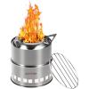 Gas One Camping Stove – Wood Stove Stainless Steel Portable Stove with Alcohol Tray Potable Wood Burning Stoves for Picnic BBQ Camp Hiking with Grill Grid
