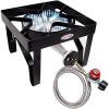 GasOne 200K BTU Propane Burner – Heavy-Duty Propane Stove – Outdoor Burner with Adjustable 0-20Psi Regulator and Steel Braided Hose – Ideal for Home Brewing, Turkey Fry(Black)