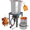 GasOne 30QT Turkey Fryer and 10QT Fish Fryer Set, Seafood Boil Steamer, Crawfish Boiler, Outdoor Cooker for Crab, Shrimp, Lobster, Complete Black Fryer Kit for Holiday and Seasonal Cooking