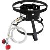 GasOne B-5150 Outdoor Cooker – 14.5″ Wide with High Pressure Steel Braided Hose Propane Burner Camp Stove – Red QCC(New Style Red QCC)