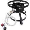 GasOne B-5150 Outdoor Cooker – 14.5″ Wide with High Pressure Steel Braided Hose Propane Burner Camp Stove – Red QCC(QCC Style)