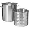 GasOne Stainless Steel Stockpot with Basket – 84qt Stock Pot with Lid and Reinforced Bottom – Heavy-Duty Cooking Pot for Deep Frying, Turkey Frying, Beer Brewing, Soup, Seafood Boil – Satin Finish(100 Quarts)