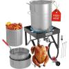 GasOne Turkey Fryer and Seafood Boil 13pc Set – 30QT & 10QT Propane Burner Set for Crawfish, Crab, Shrimp, Lobster, Turkey Frying, – Complete Outdoor Cooker for Boiling & Frying(Complete Set)