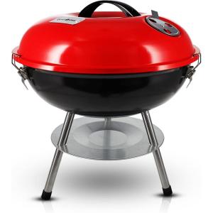 Gas One 16-inch Portable Barbecue Grill with 4 Levels for Flame Control – Dual Venting System – Small Charcoal Grill for Backyard, Camping, Boat(14 Inch (Diameter))
