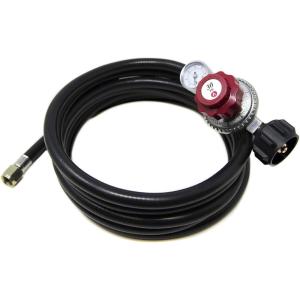 GasOne 12 ft Propane Hose and Regulator High Pressure 0-30PSI with PSI Gauge Propane Hose Universal QCC1 for Propane Gas Grill, Propane Heater and Propane Fire Pit, 3/8″ Female Flare Nut