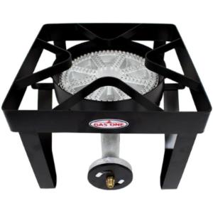 GasOne 200K BTU Propane Burner – Heavy-Duty Propane Stove – Outdoor Burner with Adjustable 0-20Psi Regulator and Steel Braided Hose – Ideal for Home Brewing, Turkey Fry(New Black)