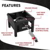 GasOne B-5250 Square Heavy-Duty Propane Burner Outdoor Gas Cooker with Adjustable 0-20 PSI Regulator & Steel Braided Hose Perfect for Home Brewing, Turkey Fry, Maple Syrup,Black