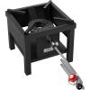 GasOne B-5250 Square Heavy-Duty Propane Burner Outdoor Gas Cooker with Adjustable 0-20 PSI Regulator & Steel Braided Hose Perfect for Home Brewing, Turkey Fry, Maple Syrup,Black